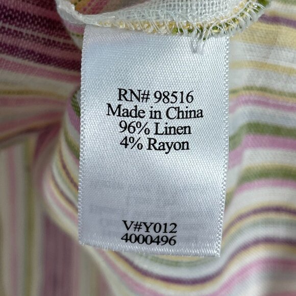 Coldwater Creek Womens Plus 1X Striped Button Up Shirt Linen Blend Long Sleeve - Picture 5 of 11